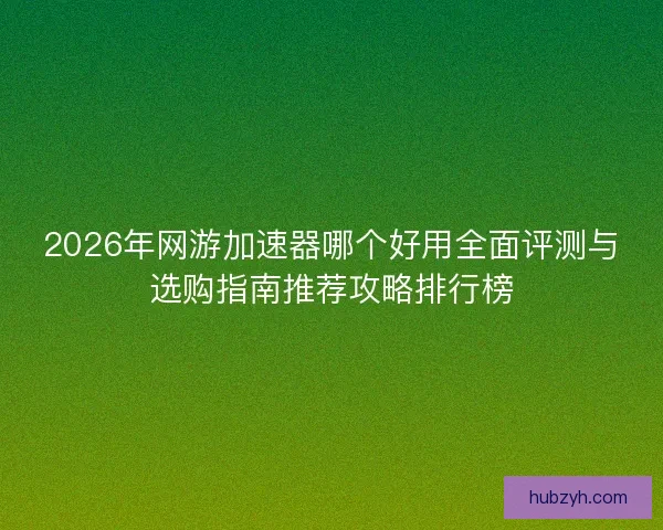 2026年网游加速器哪个好用全面评测与选购指南推荐攻略排行榜